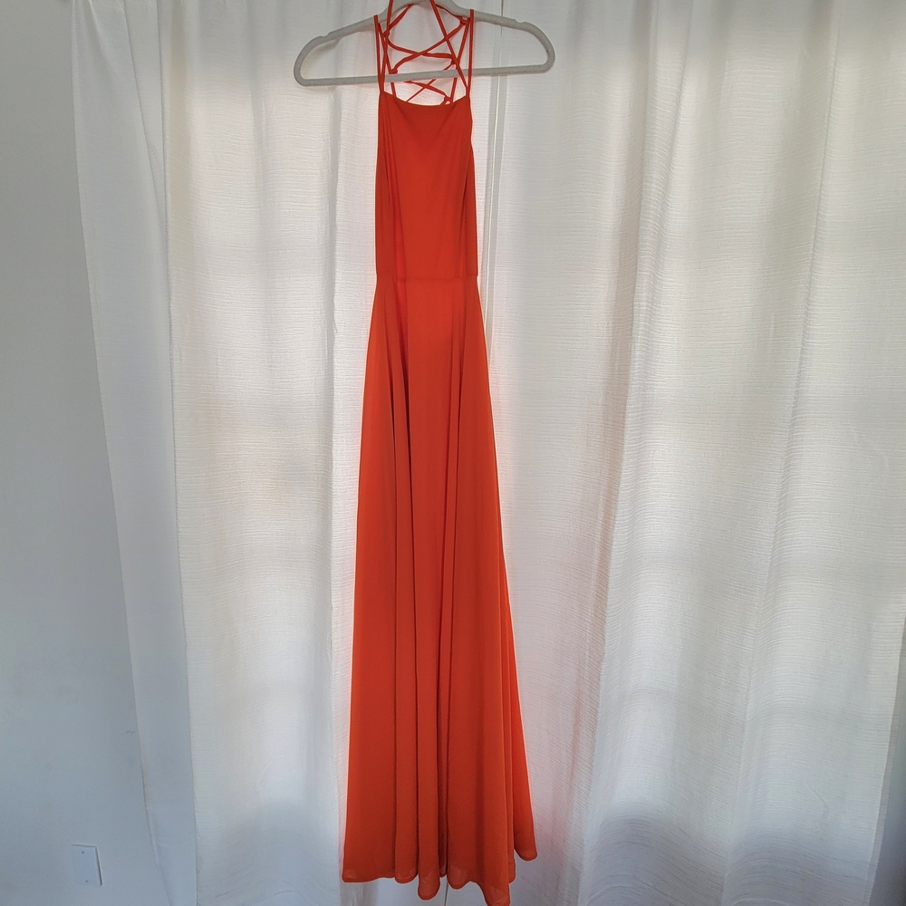 Lulu's Bright Orange Strappy Back Maxi Dress - Picture 6 of 8